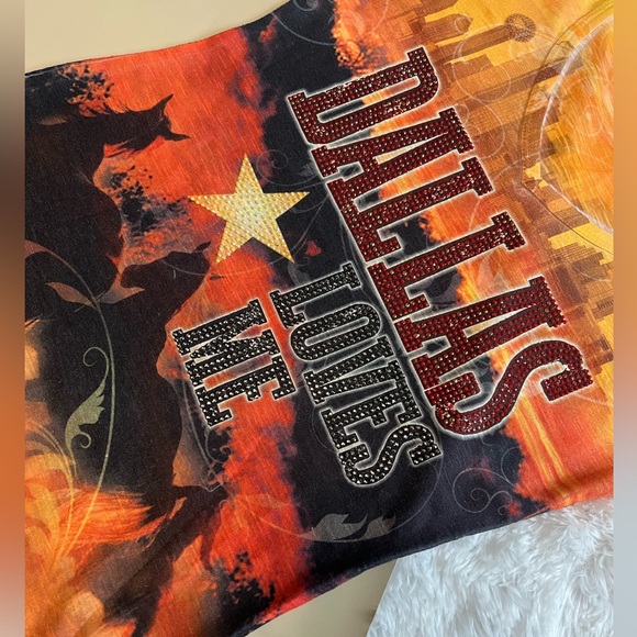 SWEET Gisele Dallas Loves Me bling horses graphic t shirt - Picture 3 of 7